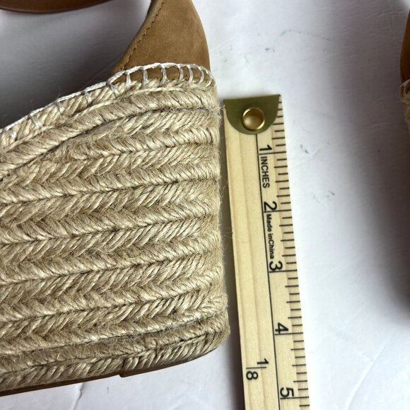 🟢 Marc Fisher Size 6 Brown Perforated Open Toe Espadrille Wedge Sandals - Picture 8 of 10